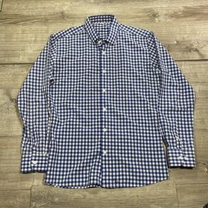 State & Liberty Gingham Check Shirt Mens XL Blue White Long Sleeve Button Front